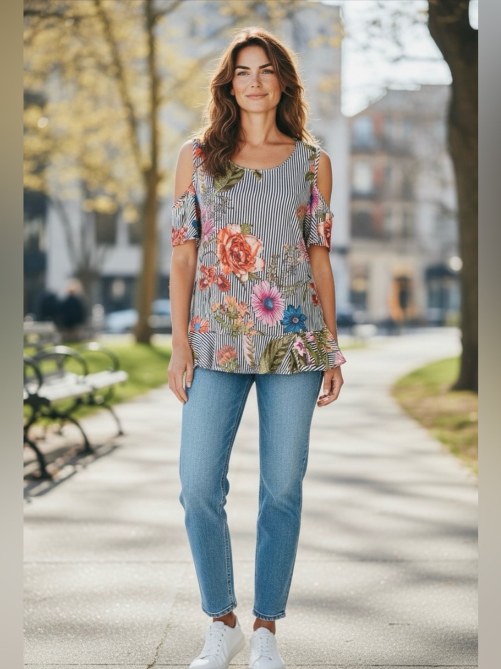 Papillon Floral Cold Shoulder Top